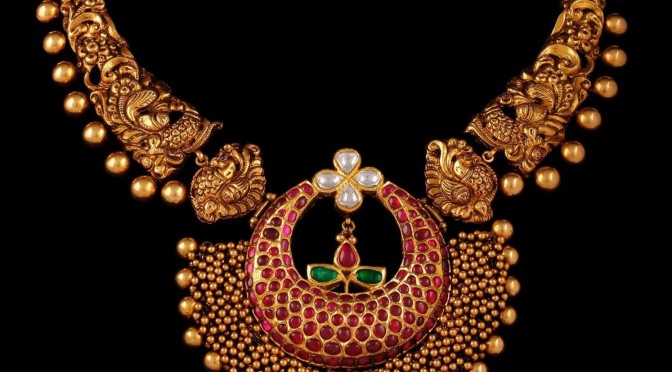 Antique Gold Peacock Nakshi Haram
