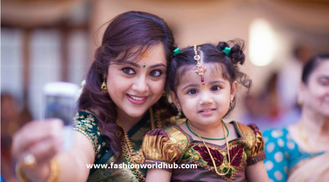 Meena and her  Daughter in Traditional wear