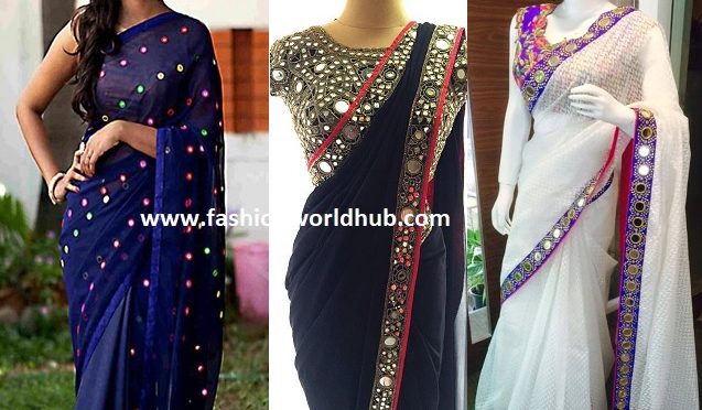 Mirror work Sarees and Mirror work Blouses