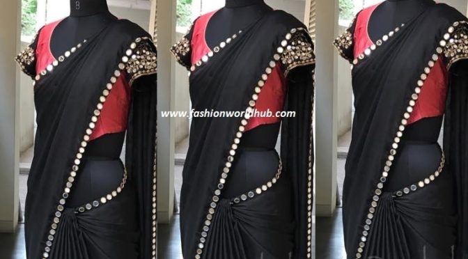 Mirror work Saree & Mirror work blouse ~ Paroksha designs