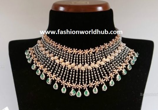Diamond Necklace and Jhumkas Set