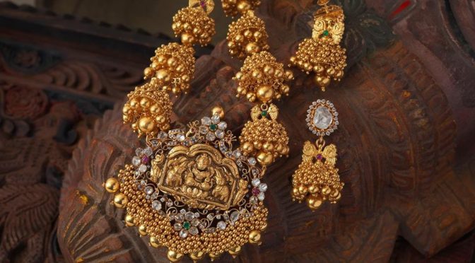Antique Jhumkis ghunghroos Necklace with Nakshi pendant