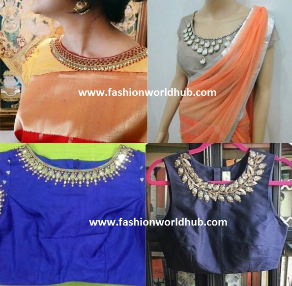 High neck Embellished blouse designs. | Fashionworldhub
