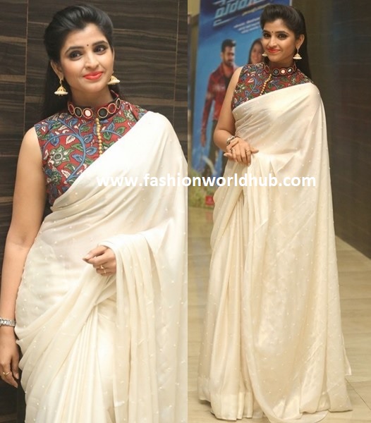 Must try Plain saree with kalamkari blouse | Fashionworldhub