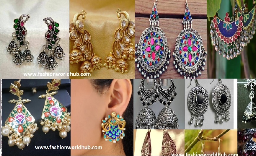 Buy AYESHA Womens Silver Tree Filigree With Black Hollow Hoops Ethnic  Earrings  Shoppers Stop