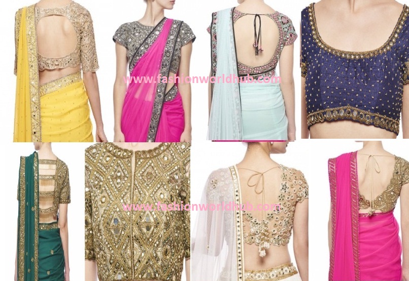 plain saree with mirror work blouses | Fashionworldhub