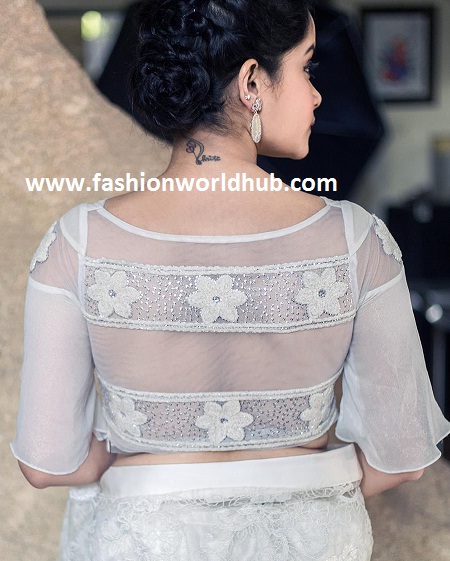 Designer white net saree and designer blouse ( BUY ONLINE ...