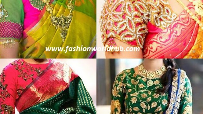 Pattu saree blouse neck models
