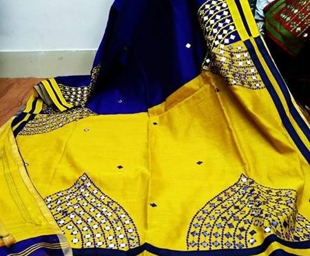 Designer Mirror work sarees