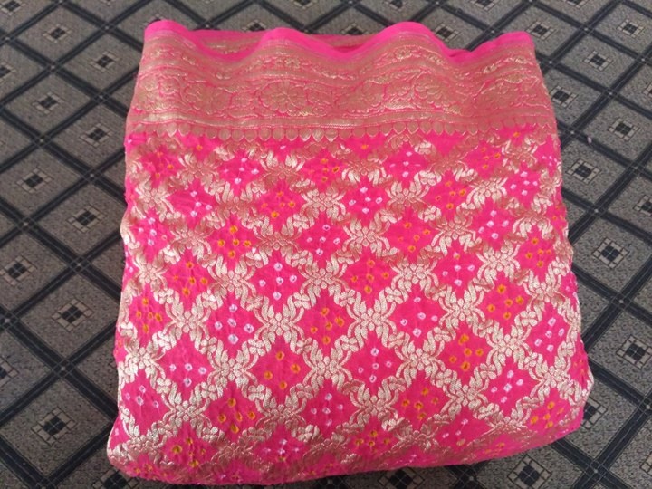 Bandhani Saree Bandhej Sari Embroidery Blouse Colorful - Etsy