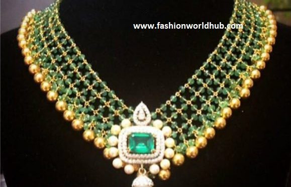 Beads Necklace with Diamond Pendant