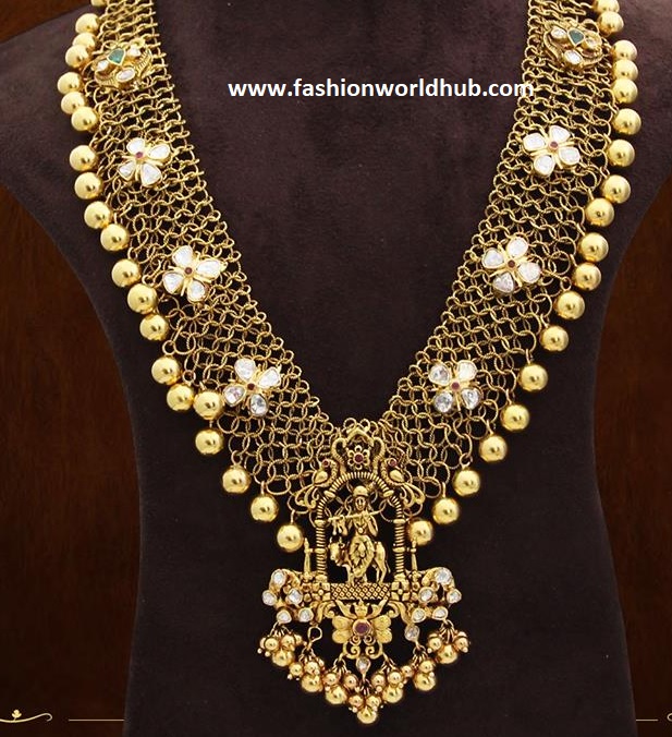 Gold Mesh haram with lord krishna pendant | Fashionworldhub