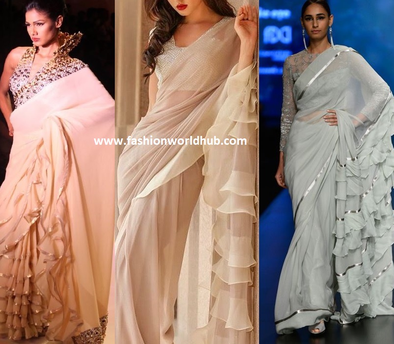 Bollywood Celebrities Inspired Ruffle Saree Trend  2022