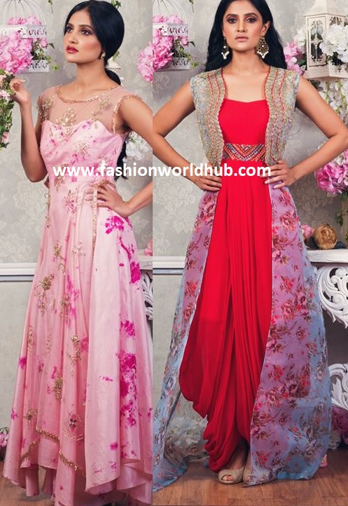 Shop Online Coral Indian designer Gown  AD Singh