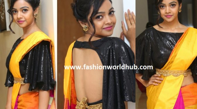 Nithya Shetty in multi colour saree!
