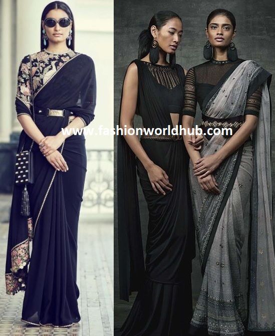 Buy Black Sarees for Women by Grancy Online | Ajio.com