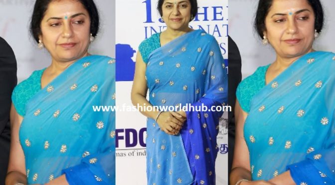 Suhasini Maniratnam in blue saree