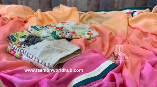 Designer saree with designer blouse by Teja sarees!