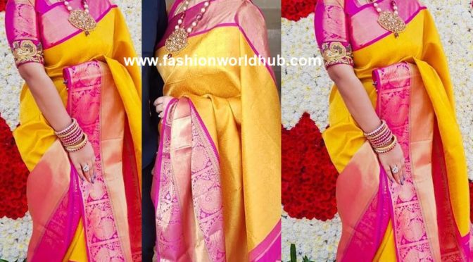 Prithahari in Yellow silk saree!