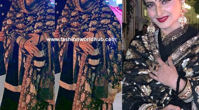 Rekha in a sharara suit at Isha Ambani’s pre-wedding Celebrations!
