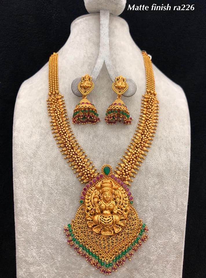 One gram gold necklace with Lakshmi pendant! | Fashionworldhub