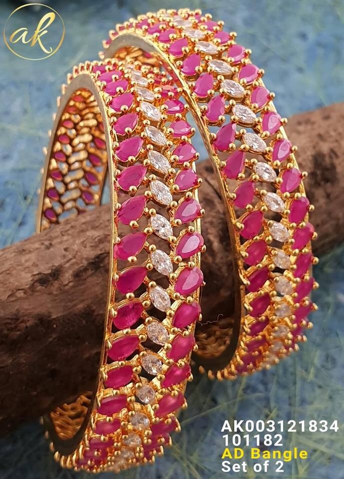 One gram gold CZ stone bangles! | Fashionworldhub