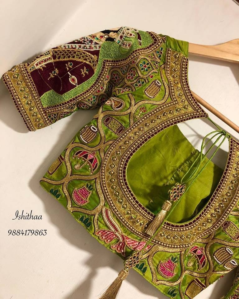 Awesome Aari embroidery work blouse designs by Ishithaa! | Fashionworldhub