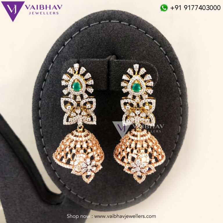 Diamond ear rings by Vaibhav jewellers | Fashionworldhub