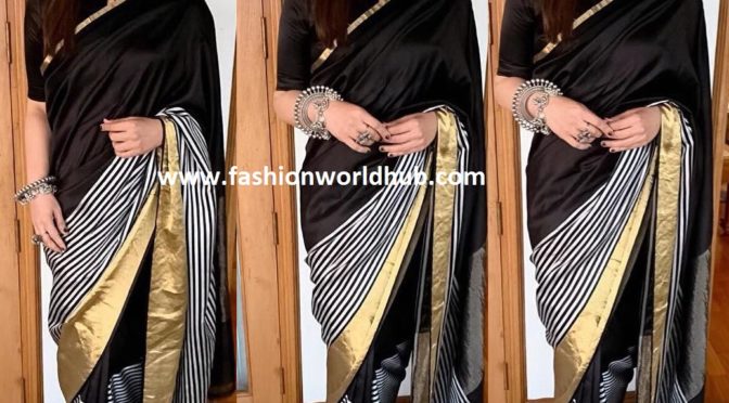 Raveena tandon in black saree by Raw mango