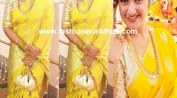 Sridevi vijaykumar in yellow banaras silk saree!