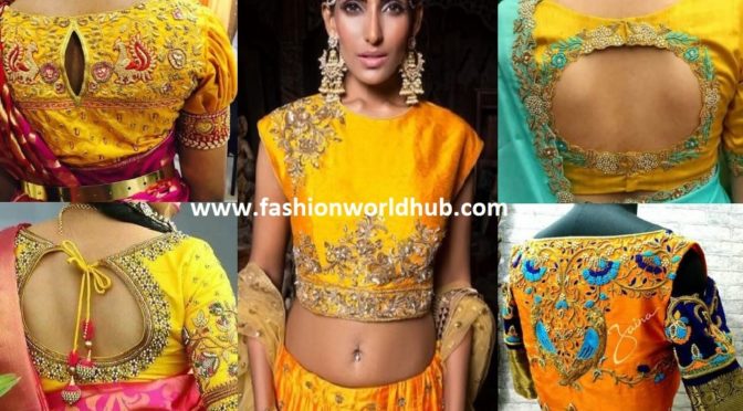 Yellow Embroidered Blouse Designs!