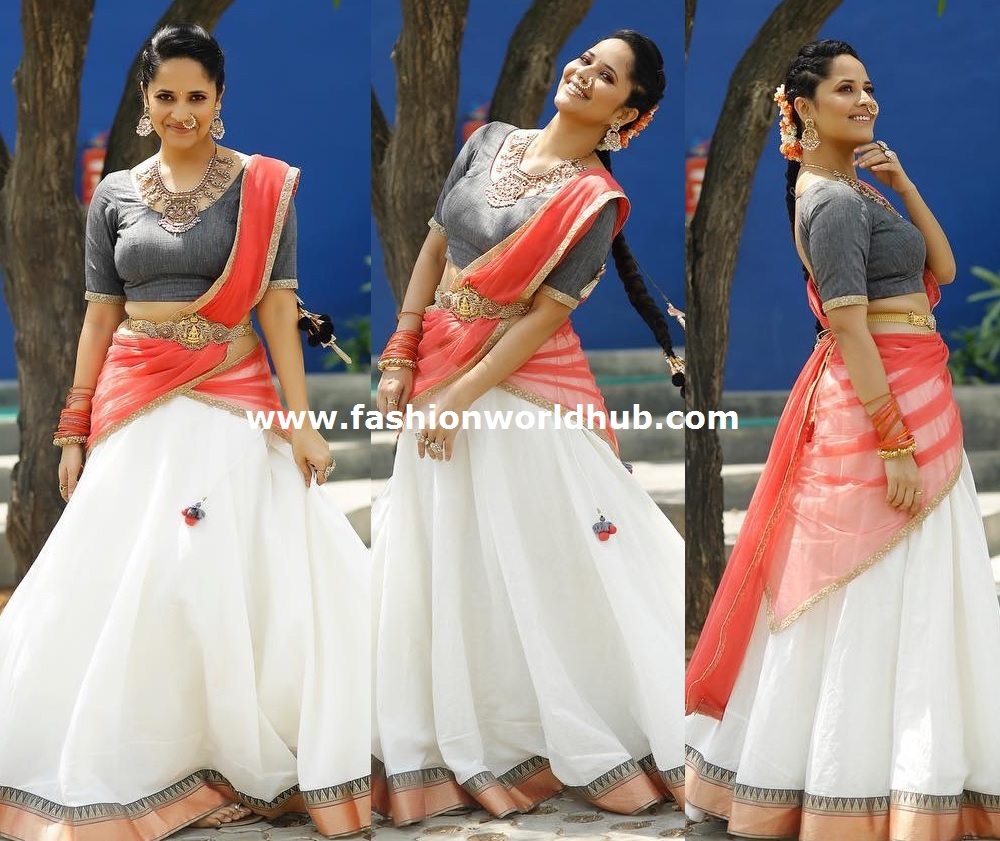 Anasuya in Traditional half saree by 