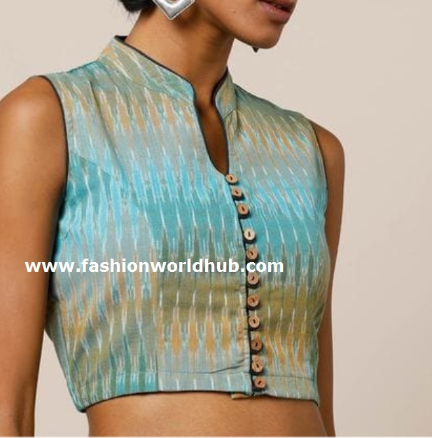 high neck button blouse | Fashionworldhub
