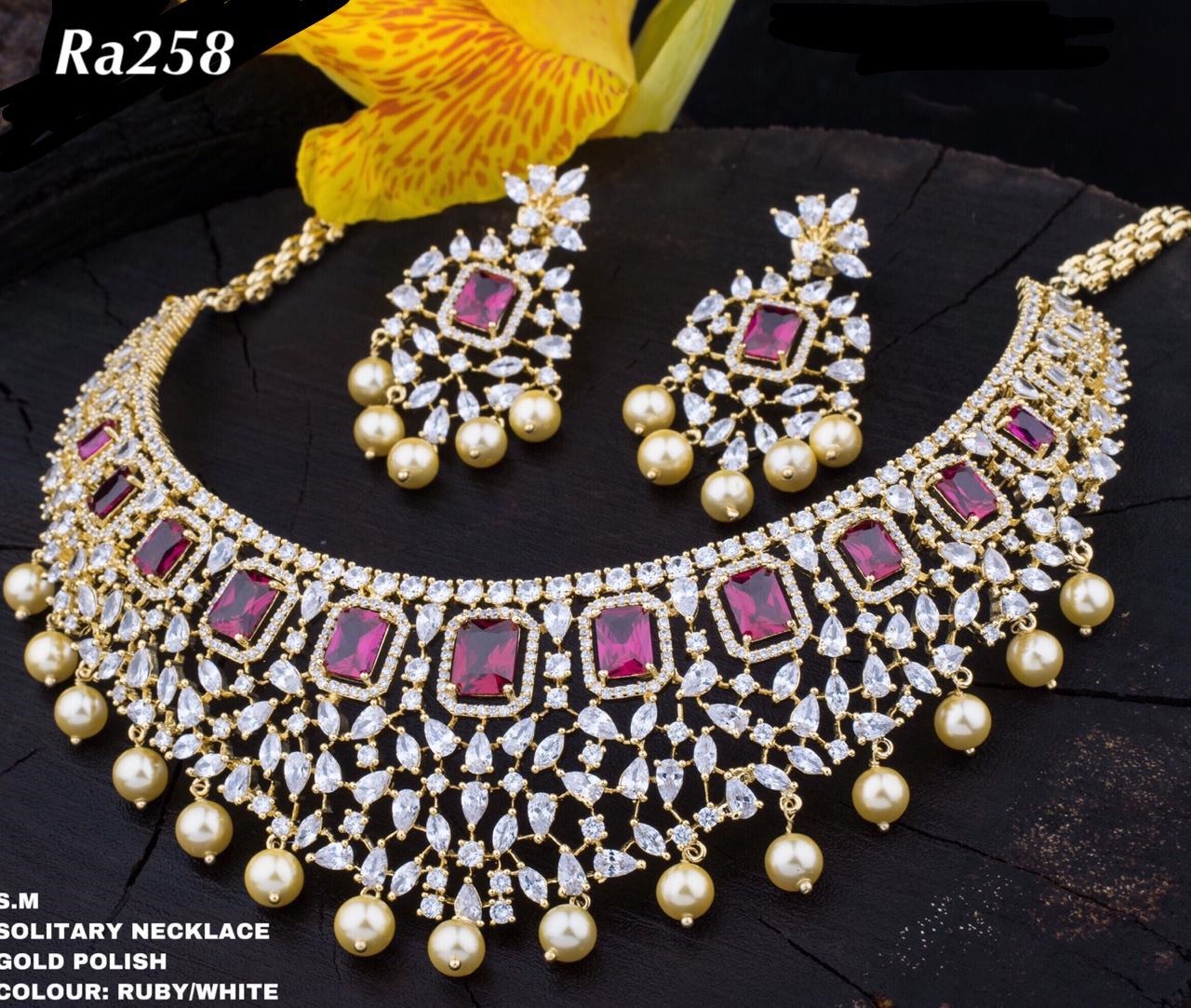 One gram gold Stone necklace designs | Fashionworldhub