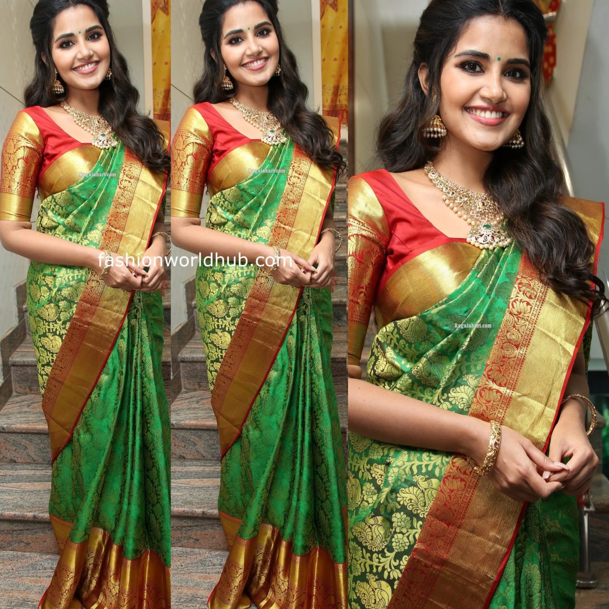 Rashmika Mandanna in a green silk saree! | Fashionworldhub