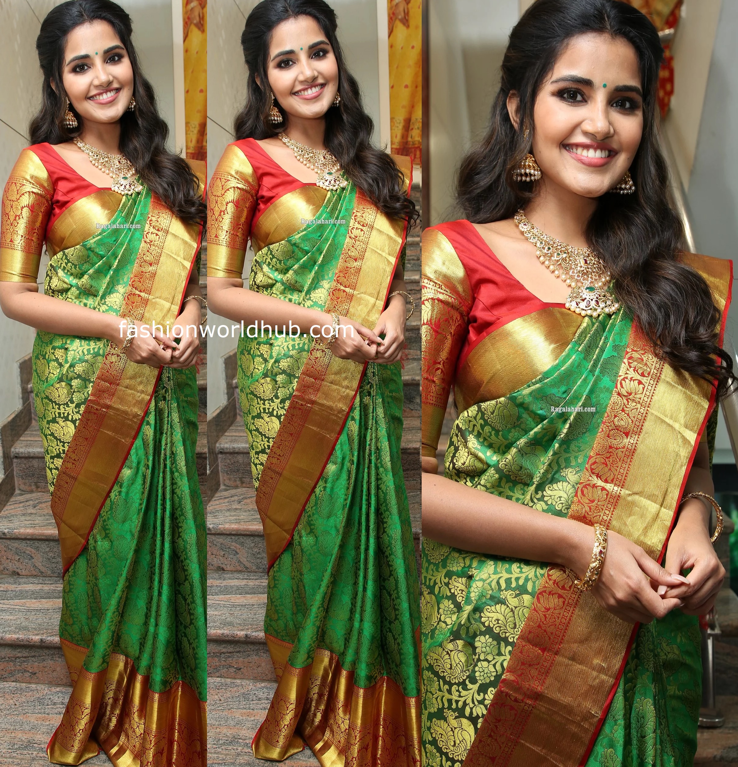 Anupama parameswaran in a Green silk saree | Fashionworldhub