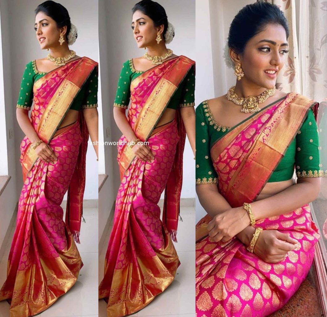 Eesha Rebba in a Pink kanjeevaram saree! | Fashionworldhub