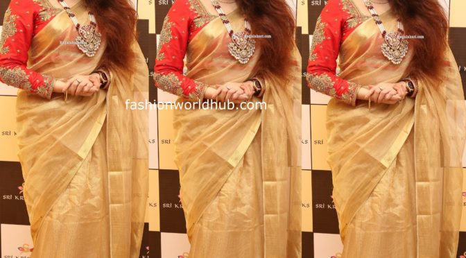Archana Shastry in a Gold Tissue saree!