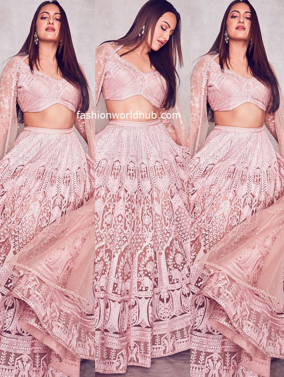 Sonakshi Sinha In A Pink Lehenga For Promotions Of Dabangg3 Fashionworldhub