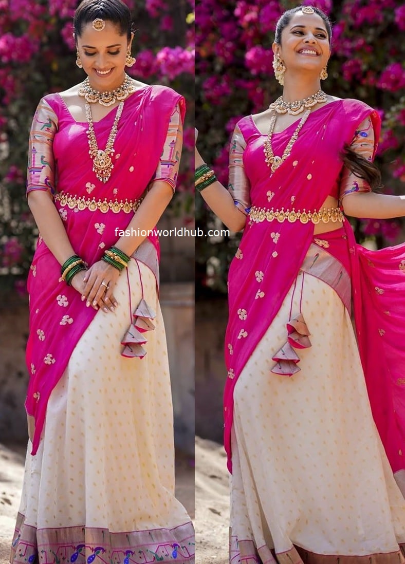 Anasuya in a paithani half saree | Fashionworldhub