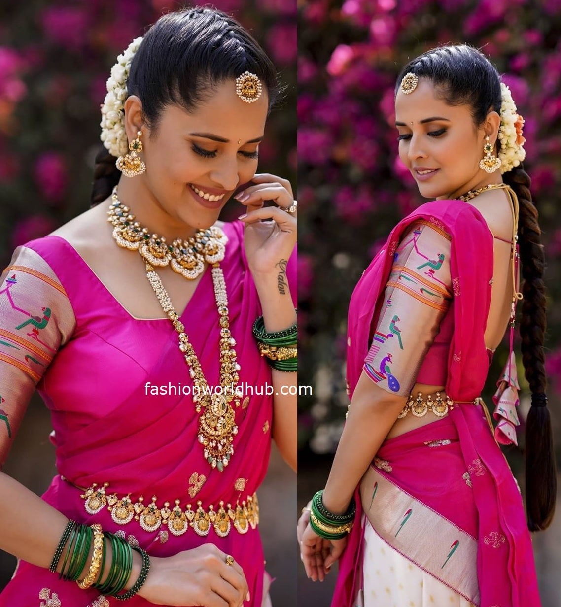 Anasuya in a paithani half saree |  Fashionworldhub