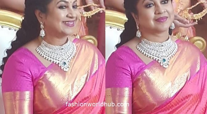 Radhika Sarathkumar in a pink silk saree!