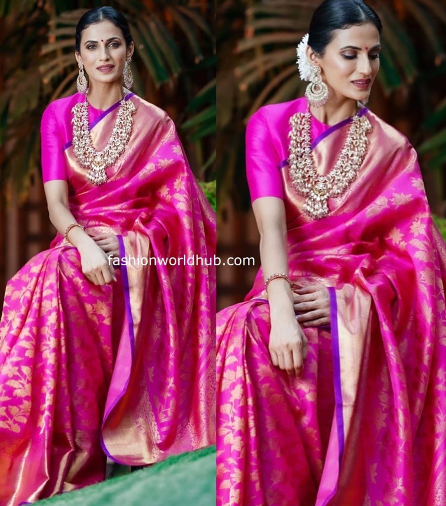 Shilpa reddy in a pink Kanjeevaram saree! | Fashionworldhub