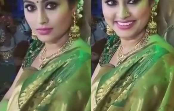 Actress Sneha in a green kanjeevaram Saree!