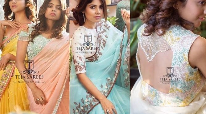 Designer saree with designer blouse by Teja sarees!