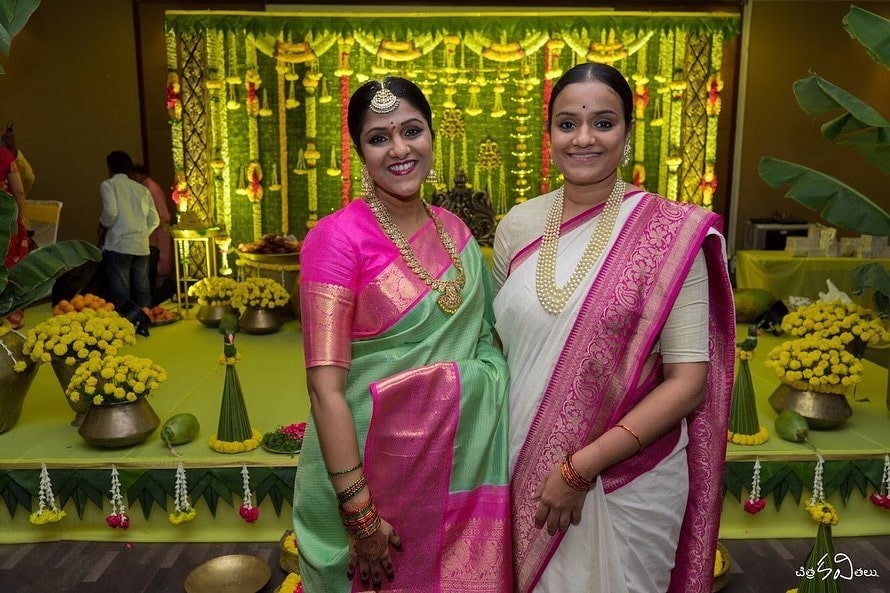 Mahanati producer Swapna Dutt in a green silk saree! | Fashionworldhub