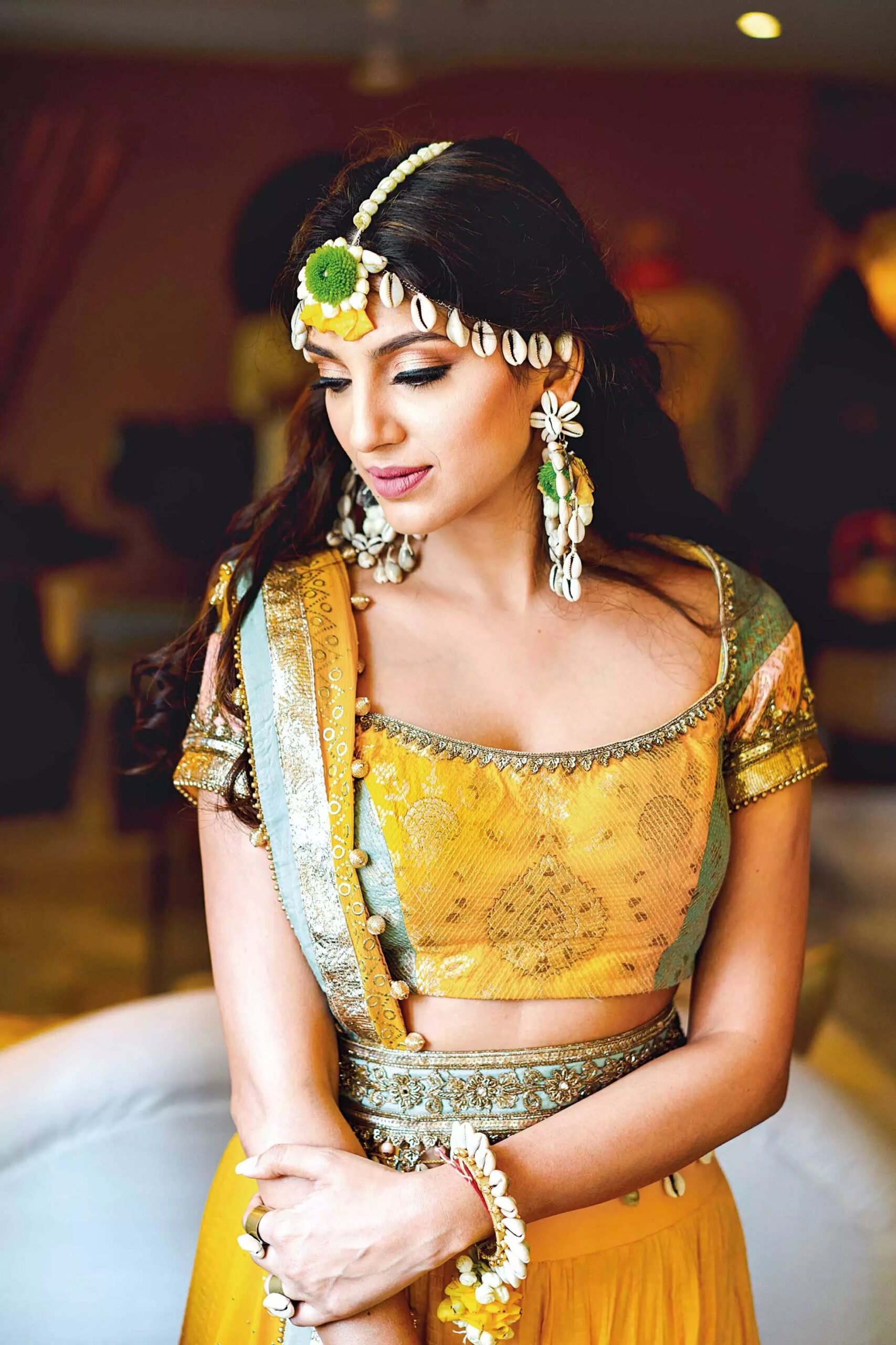 Best Hairstyle For A Wedding Mehndi And Haldi With Floral  Tikli