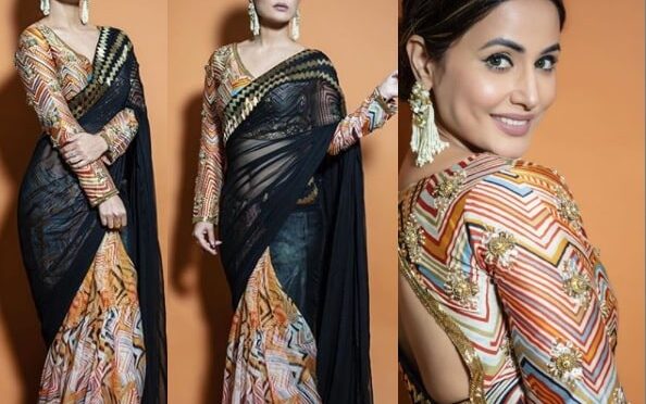 Hina Khan looks stunning in a black saree!