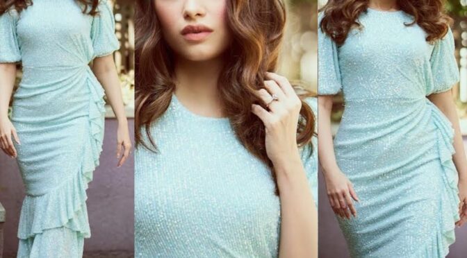 Tamannaah Bhatia in a sequined dress by Saffron Boutique