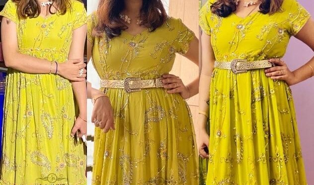 Geetha madhuri in a green long dress at bigg boss4 telugu!